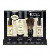 The 4 Elements of The Perfect Shave combine The Art of Shaving's high quality products, handcrafted accessories and expert shaving technique to provide optimal shaving results while helping against ingrown hairs, razor burn, and nicks and cuts. The Starter Kit offers one week's worth of essentials for a close and comfortable shave. Set includes: 0.5 oz. Pre-Shave Oil, 1 oz. Shaving Cream, 0.5 oz. After-Shave Balm and Trial Size Badger Shaving Brush.