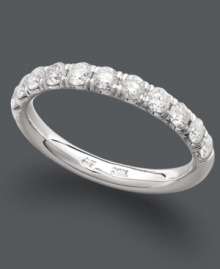 The perfect pairing for your engagement ring. This stunning wedding band features a seamless row of pave-set round-cut diamonds (3/4 ct. t.w.). Set in 14k white gold. The perfect pairing for your engagement ring. This stunning wedding band features a seamless row of pave-set round-cut diamonds (3/4 ct. t.w.). Set in 14k white gold.