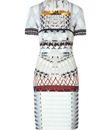 Made exclusively for Stylebop, this bold printed frock from London It designer Mary Katrantzou is a new season must-have - Round neck, short sleeves, fitted silhouette, bold print with spoons and graphic elements, concealed back zip closure - Style with sky-high platforms and an embellished clutch - Exclusive to STYLEBOP.com!