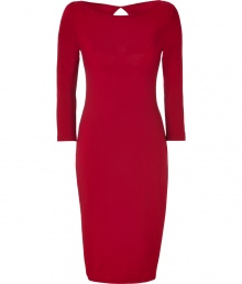 Ideal for taking from work into cocktails, Alberta Ferrettis radiant red sweater dress is a chic choice perfect for dressing up and down - Bateau neckline, 3/4 sleeves, cut-out clover back, pull-over style - Form-fitting - Pair with a blazer and flats for work, or dress up for cocktails with metallic accessories and sparkly fine jewelry Ideal for taking from work into cocktails, Alberta Ferrettis radiant red sweater dress is a chic choice perfect for dressing up and down - Bateau neckline, 3/4 sleeves, cut-out clover back, pull-over style - Form-fitting - Pair with a blazer and flats for work, or dress up for cocktails with metallic accessories and sparkly fine jewelry