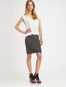 Super-soft, marled skirt has a comfortable elastic waistband for a tailored fit and an asymmetrically draped hem. Elastic waistbandAsymmetrically ruched hemAbout 20 long56% rayon/35% polyester/9% spandexHand washImportedModel shown is 5'9 (175cm) wearing US size Small. Super-soft, marled skirt has a comfortable elastic waistband for a tailored fit and an asymmetrically draped hem. Elastic waistbandAsymmetrically ruched hemAbout 20 long56% rayon/35% polyester/9% spandexHand washImportedModel shown is 5'9 (175cm) wearing US size Small.