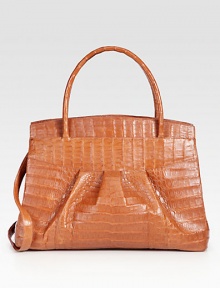 EXCLUSIVELY AT SAKS. Gorgeous crocodile leather, expertly tailored with center ruching and a removable shoulder strap, for more carrying options.Double top handles, 5 drop Removable shoulder strap, 8 drop Magnetic top closure Two outside magnetic pockets Protective metal feet One inside zip pocket Three inside open pockets Center zip compartment Suede lining 15W X 11H X 6D Imported EXCLUSIVELY AT SAKS. Gorgeous crocodile leather, expertly tailored with center ruching and a removable shoulder strap, for more carrying options.Double top handles, 5 drop Removable shoulder strap, 8 drop Magnetic top closure Two outside magnetic pockets Protective metal feet One inside zip pocket Three inside open pockets Center zip compartment Suede lining 15W X 11H X 6D Imported