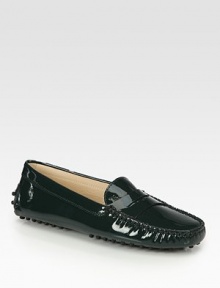 Sturdy rubber sole and polished patent leather rejuvenate this intricately stitched, casual go-to. Patent leather upperLeather liningRubber solePadded insoleMade in ItalyOUR FIT MODEL RECOMMENDS ordering one half size up as this style runs small. 