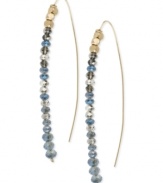 Tiny beads make a big statement on this pair of linear earrings from Kenneth Cole New York. The silver and blue cherry beads adorn the earrings crafted from gold-tone mixed metal for a stunning look. Approximate drop: 2-1/2 inches.