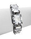 THE LOOKA dramatic yet simple strand of graduated, faceted glass stonesClear and radiantGunmetal prong settingPush-lock double safety claspTHE FITLength, about 7Largest stone about 1 squareTHE MATERIALGlassGunmetal platingORIGINImported