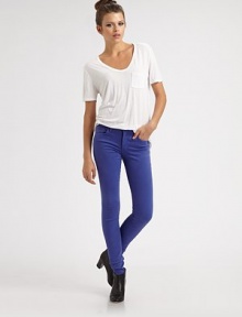 Ultra-slim stretch denim in your favorite hue.THE FITSlim fitRise, about 8Inseam, about 34THE DETAILSZip flyFive-pocket style93% cotton/6% polyester/1% LycraDry cleanMade in USA of imported fabric Ultra-slim stretch denim in your favorite hue.THE FITSlim fitRise, about 8Inseam, about 34THE DETAILSZip flyFive-pocket style93% cotton/6% polyester/1% LycraDry cleanMade in USA of imported fabric