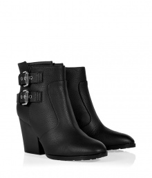 Inject edgy-cool style into your daytime look with these chic ankle boots from Giuseppe Zanotti - Round toe, chunky heel, dual side buckle detail - Wear with cropped skinny jeans or a printed mini-dress Inject edgy-cool style into your daytime look with these chic ankle boots from Giuseppe Zanotti - Round toe, chunky heel, dual side buckle detail - Wear with cropped skinny jeans or a printed mini-dress