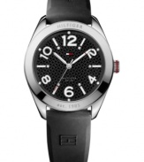 A sporty black silicone watch with touches of sophistication from Tommy Hilfiger.