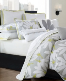 Color is key. Add more to your bedding ensemble with this ultra-soft sheet set in a crisp, white grid print with a touch of cool citrus peeking though on the flat sheet hem and pillowcase cuffs. Color is key. Add more to your bedding ensemble with this ultra-soft sheet set in a crisp, white grid print with a touch of cool citrus peeking though on the flat sheet hem and pillowcase cuffs.