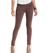 Shift your denim focus from basic blue jeans to Levi's 535 denim leggings in a faded brown wash.