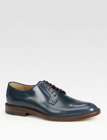 Cezanne lace-up derby in night peacock leather.Leather soleMade in Italy Cezanne lace-up derby in night peacock leather.Leather soleMade in Italy
