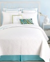 Reminiscent of the whitewashed architecture of the Greek island of Santorini, this Trina Turk sham features white-on-white quilted details for a clean, bright look.