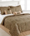 Reminiscent of traditional tapestry designs, this Eugenia comforter set features a jacquard woven medallion motif in an array of brown hues lending a classic look to any bedroom. Decorative pillows and shams feature a matching medallion pattern while the bedskirt offers a solid accent to the set. Pieces are finished with decorative twisted cord for an extra touch of style.