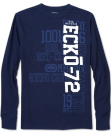 You'll need a comfortable look when the temperature goes down – this thermal t-shirt from Ecko Unltd fits the bill. You'll need a comfortable look when the temperature goes down – this thermal t-shirt from Ecko Unltd fits the bill.
