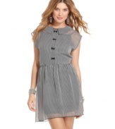 A peter-pan collar plus a formation of tiny bows lend extra-sweet style to this striped dress from American Rag!