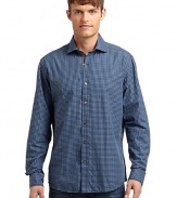 THE LOOKChecked designShirt collarFront button closureLong button cuff sleevesU-shaped hemTHE MATERIALCottonCARE & ORIGINMachine washImportedThis item was originally available for purchase at Saks Fifth Avenue OFF 5TH stores. 