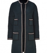 Both eye-catching and easy to wear, Missoni Ms trimmed cardigan coat is a chic choice for adding that iconic patterned punch to your look - Collarless, open front, long sleeves, patch pockets - Straight silhouette - Wear indoor and out with feminine tops, leather leggings and statement ankle boots