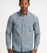 Handsome checks and cool cotton make a great off-duty uniform for easy weekends.Button down collar Long sleeves with button cuffs Chest pocket Button front Cotton Machine wash Imported