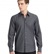 THE LOOKTailored fit silhouetteChevron striped designShirt collarFront button closure Long button cuff sleeves Shirttail hemBack yoke and seam detailsTHE MATERIALCottonCARE & ORIGINMachine washMade in Italy
