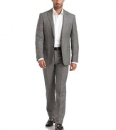 JACKETDiamond dot designNotch lapelTwo-button front closureLong button cuff sleevesChest welt pocketContoured seams through the waistFront flap pocketsDouble vented back hemFully linedAbout 29 from shoulder to hemPANTSDiamond dot designBanded waist with belt loopsFront zip with button closureFlat frontSide seam pocketsBack dartsBack button welt pocketsUnfinished hemPartially linedLeg openings, 8Rise