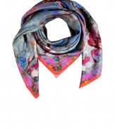 Inject feminine style into every look with this watercolor-like floral silk scarf from Matthew Williamson - Contrast print around edges, solid tonal border - Square shape - Wear over a tee and skinnies with a blazer and bright leather sandals