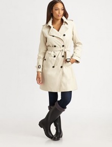 Featuring butter-soft leather buckles, this cotton-nylon trenchcoat offers classic style with modern flair.Notched collarEpaulettesButton closureFlap pocketsButtoned rainflapAbout 36 from shoulder to hemBody: 60% cotton/40% nylonRemovable liner: 50% wool/45% polyester/5% other fabricLining: polyesterDry clean by leather specialistImported Model shown is 5'10 (177cm) wearing US size 4. Featuring butter-soft leather buckles, this cotton-nylon trenchcoat offers classic style with modern flair.Notched collarEpaulettesButton closureFlap pocketsButtoned rainflapAbout 36 from shoulder to hemBody: 60% cotton/40% nylonRemovable liner: 50% wool/45% polyester/5% other fabricLining: polyesterDry clean by leather specialistImported Model shown is 5'10 (177cm) wearing US size 4.