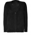 Both contemporary and modern, Vanessa Bruno Ath?s mixed knit cardigan is a cool choice for finishing layered looks - V-neckline, textural knit long sleeves, ribbed trim, zippered ribbed front, contrast knit back - Easy straight fit - Layer over tees and leather leggings, or shift dresses with edgy ankle boots