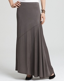 A fluttering floor-length hem flows from an angled seam on this Eileen Fisher maxi skirt, lending chic movement to both casual and professional ensembles.