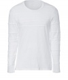 Super soft and finished with cool seaming, Neil Barretts white cotton crew neck is an ultra modern take on the everyday essential tee - Rounded neckline, long sleeves, classic fit - Pair with jeans and sneakers, or layer under chunky knits and favorite slim-fit trousers