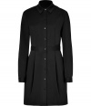 Both classic and cool with a flattering tailored fit, Steffen Schrauts black shirtdress is a chic choice for your workweek look - Classic collar, long sleeves, buttoned cuffs, button-down front, side pockets, pleated waist - Tailored fit - Wear with bright flats and a carryall tote to work