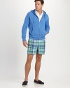 The full-zip hoodie gets a cozy update in light-as-air beach fleece with a waffle-lined hood for a comfortable layered look.Drawstring hoodSplit kangaroo pocketsRibbed cuffs and hem58% cotton/30% polyester/12% viscoseMachine washImported