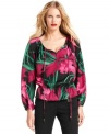 MICHAEL Michael Kors adorned this petite peasant top with an exotic floral print for a vibrant effect.