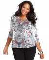 Revitalize your weekend look with Style&co.'s plus size henley top, flaunting an embellished print-- it's an Everyday Value!