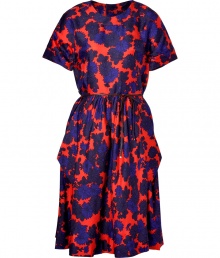 Ultra feminine and equally cool, Marc by Marc Jacobs floral print dress is a perfect choice for taking your look from the office to cocktails in style - Rounded neckline, dolman short sleeves, draped sides, side slit pockets, leather belted waistline - Softly tailored fit - Team with flawless heels and a sleek carryall tote