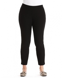 Super hot and hassle-free, slip into these ankle-length skinny pants from Eileen Fisher. A long fitted top and ballet flats evoke classic style. Super hot and hassle-free, slip into these ankle-length skinny pants from Eileen Fisher. A long fitted top and ballet flats evoke classic style.