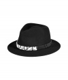 Borrowed from the boys, this wool trilby from Rag & Bone boasts a two-tone leather band and a slightly floppy brim - Wool trilby with two-tone leather band - Pair with zip-detailed skinnies, a sumptuous pullover, and leather ankle boots