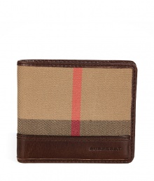 Both iconic and practical, Burberry Londons leather trimmed house check wallet is a timeless choice for stashing away your most valuable essentials - ID slot pocket, multiple credit card slots, bill slot, smooth brown leather trim and interior - The perfectly thin width for slipping into your back pocket Both iconic and practical, Burberry Londons leather trimmed house check wallet is a timeless choice for stashing away your most valuable essentials - ID slot pocket, multiple credit card slots, bill slot, smooth brown leather trim and interior - The perfectly thin width for slipping into your back pocket