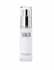 Facial Treatment UV Protection is not only rich in SK-II Pitera and moisturizers, but also contains an advanced UV protection system (SPF 25) to provide more than the minimum recommended daily UVA/B protection level to help prevent premature aging. 1 oz. Facial Treatment UV Protection is not only rich in SK-II Pitera and moisturizers, but also contains an advanced UV protection system (SPF 25) to provide more than the minimum recommended daily UVA/B protection level to help prevent premature aging. 1 oz.