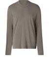 Stylish greystone long sleeve crew neck t-shirt - This super luxe basic is the perfect addition to any outfit - Modern, sleek cut and easy to style neutral color - Wear with jeans, a blazer, and boots for casual cool - Try with slim trousers and a plaid button down