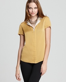 Elie Tahari Heather Color Block Silk Blouse