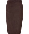 Super sexy chocolate lightweight suede skirt - Make a statement in this sultry skirt thats perfect for day or night - Pair with a chiffon blouse, fishnets, and heels for kittenish cool - Style with a crisp white button down and platforms