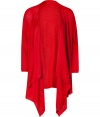 Dramatic with its long draped front, DKNYs radiant red silk-cashmere cardigan lends a chic edge to any outfit - Draped open front, long sleeves, fine ribbed trim - Softly draped silhouette - Wear with everything from tees and jeans to sheath dresses and heels