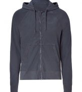 Stylish hooded sweatshirt in updated vintage look - Classic style features long sleeves, full front zip and angled pockets - Soft, casual and and very comfortable - Looks great with favorite jeans, jogging pants or shorts