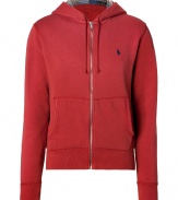 Upgrade your rugged casual look with Polo Ralph Laurens super soft fleece hoodie, detailed with contrast plaid hood lining for a contemporary-cool finish - Zippered front, split kangaroo pockets, fine ribbed trim - Slim sporty fit - The perfect partner for casual days