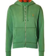 Upgrade your rugged casual look with Polo Ralph Laurens super soft fleece hoodie, detailed with contrast geo-print hood lining for a contemporary-cool finish - Zippered front, split kangaroo pockets, fine ribbed trim - Slim sporty fit - The perfect partner for casual days