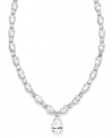 Sparkle from every angle. Eliot Danori's glamorous style incorporates both cubic zirconias and crystals (41-5/8 ct. t.w.) for ultimate shine. Set in silver tone mixed metal. Approximate length: 16 inches + 2-inch extender. Approximate drop: 1/2 inch.