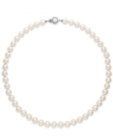 Elegance, simplified. Eliot Danori's darling necklace features shimmering simulation pearls (8 mm) with crystal core and genuine mother-of-pearl coating. Crafted in rhodium-plated mixed metal. Clasp embellished with glass crystal accents. Approximate length: 18 inches. Elegance, simplified. Eliot Danori's darling necklace features shimmering simulation pearls (8 mm) with crystal core and genuine mother-of-pearl coating. Crafted in rhodium-plated mixed metal. Clasp embellished with glass crystal accents. Approximate length: 18 inches.