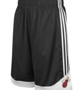 Get a step up on your competition and channel your favorite NBA basketball team with these Miami Heat shorts from adidas.