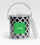 A double-walled Lucite container makes an ideal poolside or dinner table attraction. Simply remove the personalized insert for easy cleaning. Includes lid and tongs 10H X 6 diam. Hand wash ImportedFOR PERSONALIZATION Select a quantity, then scroll down and click on PERSONALIZE & ADD TO BAG to choose and preview your monogramming options. Please allow 2 weeks for delivery.