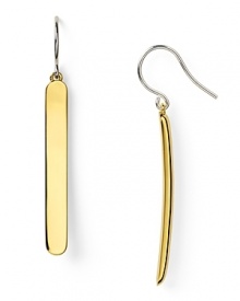 Make a linear statement with this pair of 18-karat gold plated drop earrings from Elizabeth and James, sure to add seductive sparkle. Make a linear statement with this pair of 18-karat gold plated drop earrings from Elizabeth and James, sure to add seductive sparkle.